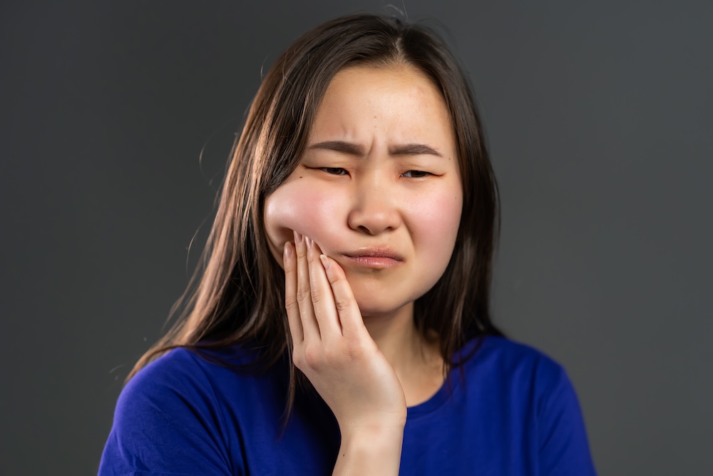 a woman in pain